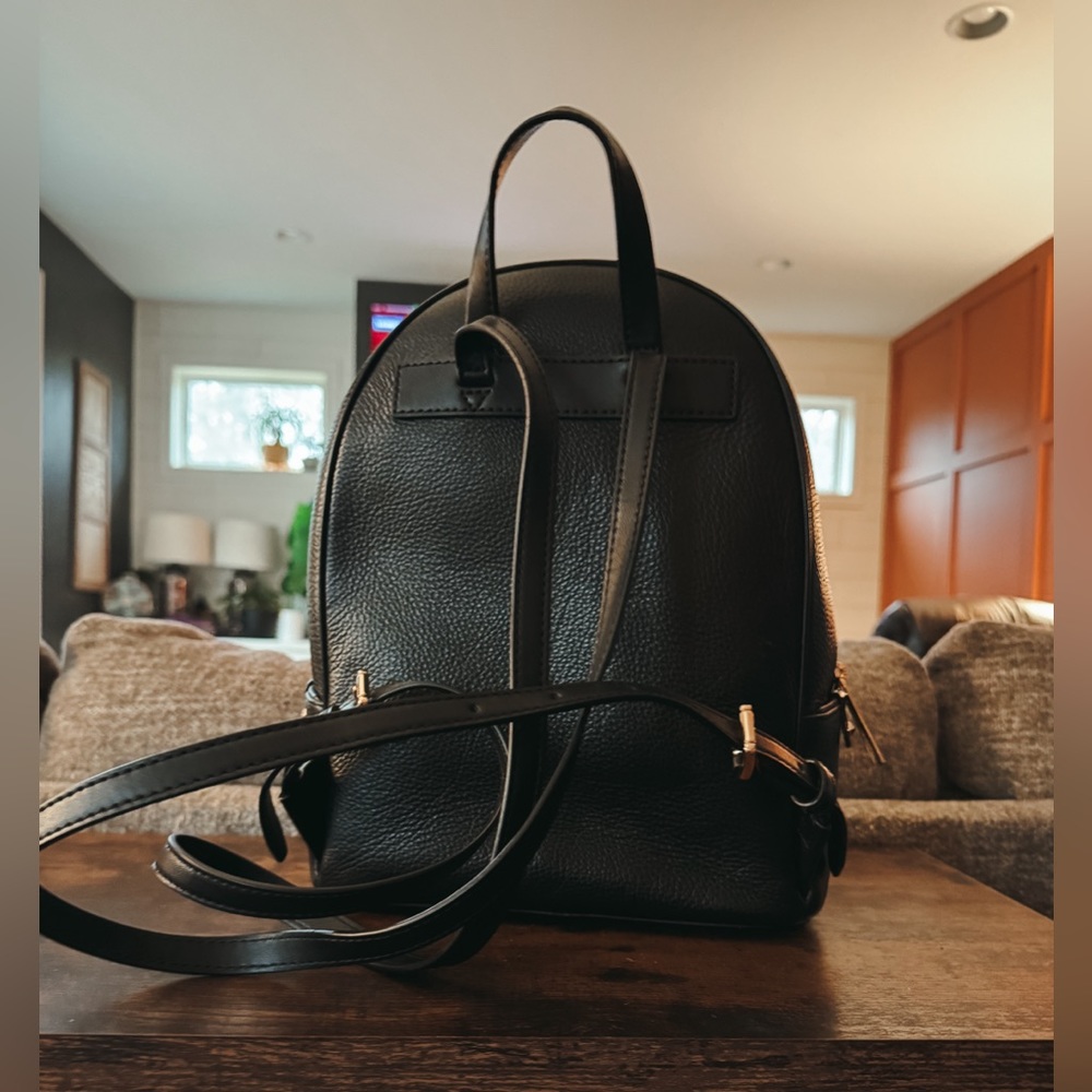 NWT! Michael Kors Adina Medium Black Pebbled Leather Backpack - Picture 7 of 14